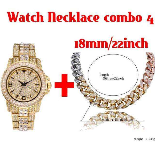 18k Gold Plated Swag and Surf Watch and Chain Combo - Image 21