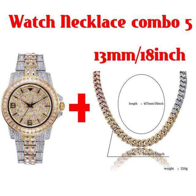 18k Gold Plated Swag and Surf Watch and Chain Combo - Image 6