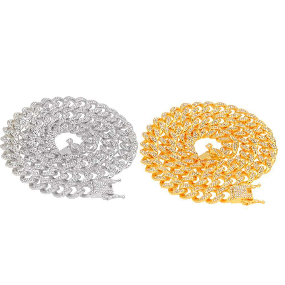 18k Gold/Silver Cuban Link Chain Set – Iced Out Necklace & FREE Bracelet - Image 13