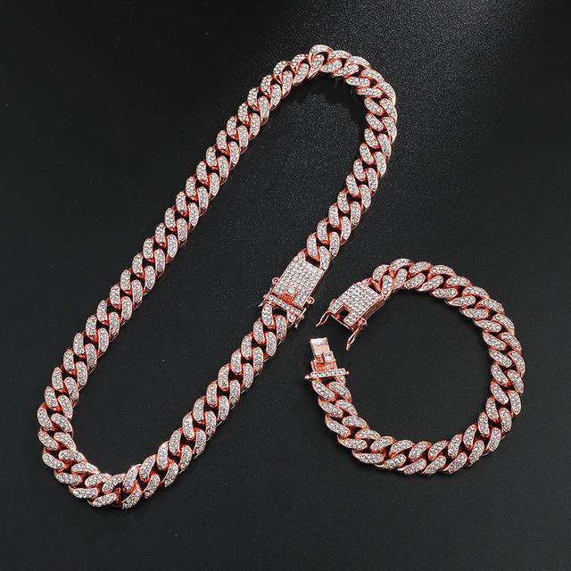 18k Gold/Silver Cuban Link Chain Set – Iced Out Necklace & FREE Bracelet - Image 12