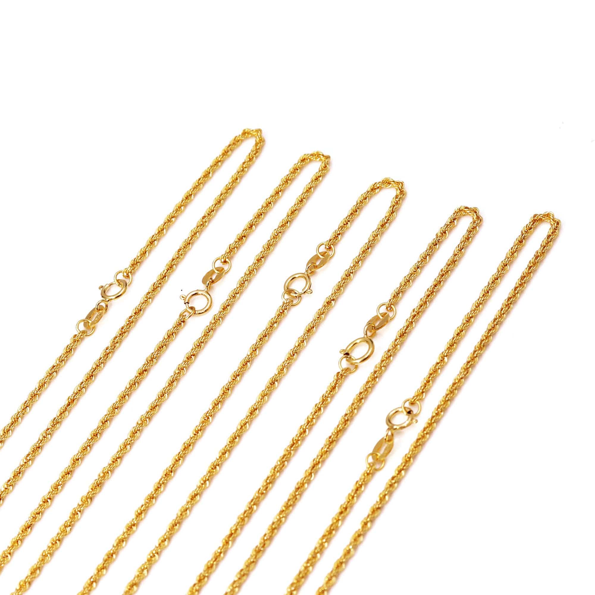 18K Solid Gold 1.7mm Rope Chain - Image 5