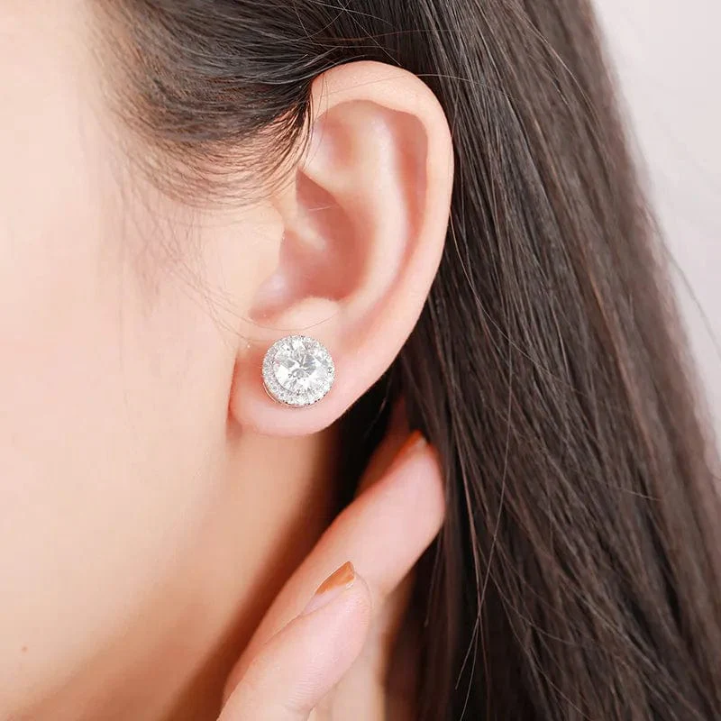 5mm Fancy Cluster Round 925 Sterling Silver Moissanite Earrings - Image 2
