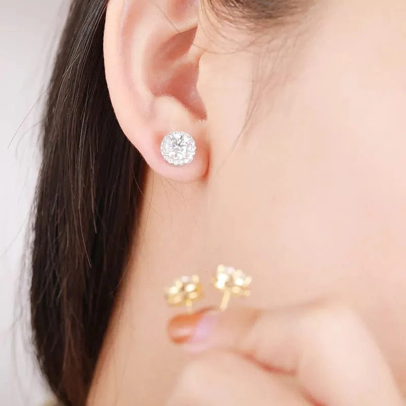 5mm Fancy Cluster Round 925 Sterling Silver Moissanite Earrings - Image 3