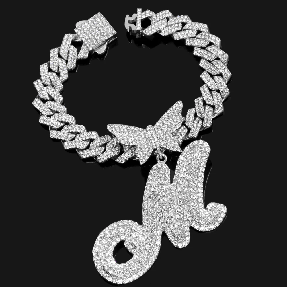 Butterfly Initial Cuban Necklace Bracelet Bundle - Image 3