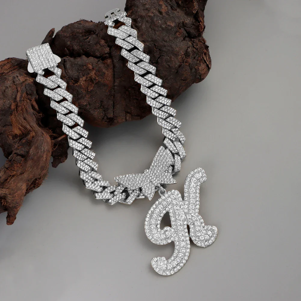 Butterfly Initial Cuban Necklace Bracelet Bundle - Image 5