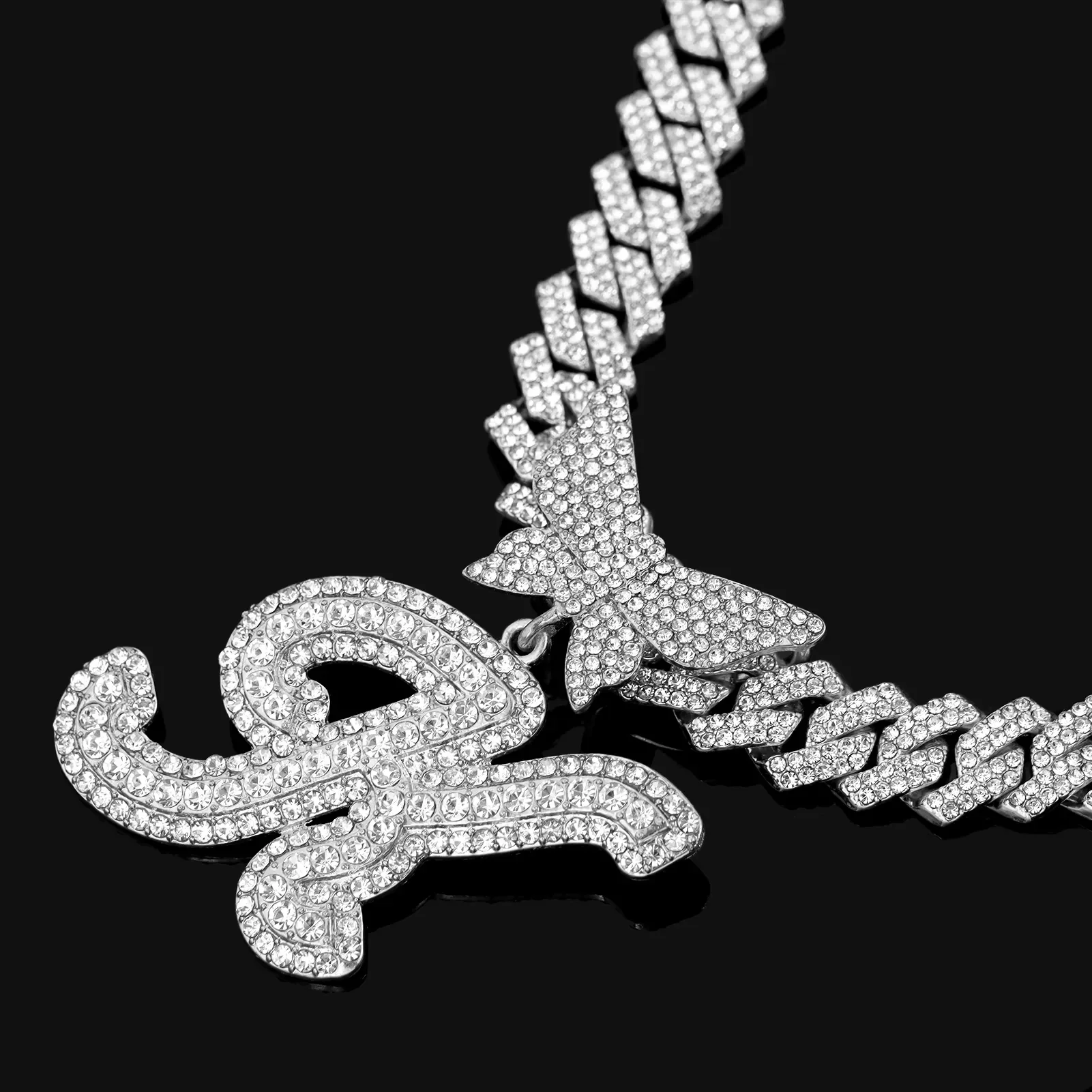 Butterfly Initial Cuban Necklace Bracelet Bundle - Image 7