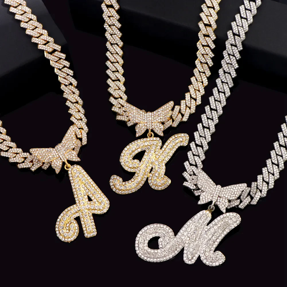 Butterfly Initial Cuban Necklace Bracelet Bundle - Image 8