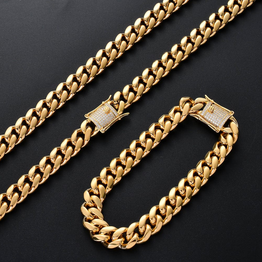 VVS Jewelry 316L Stainless Steel 18k Gold/Silver Cuban Chain + FREE Bracelet Bundle - Image 3