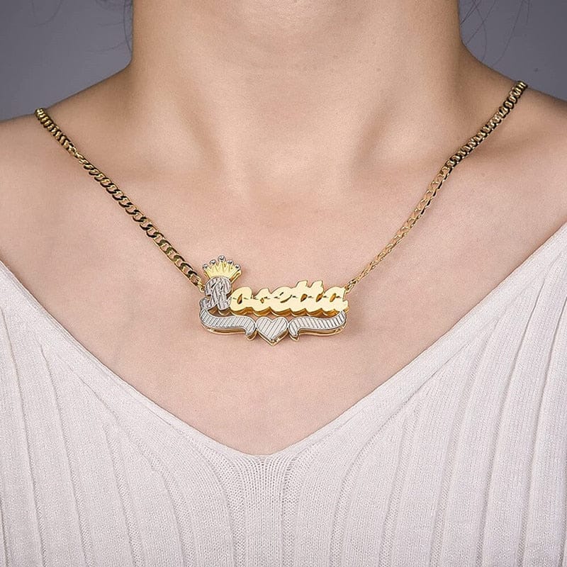 VVS Jewelry 3D Two-Tone Custom Gold Plated Name Chain - Image 3
