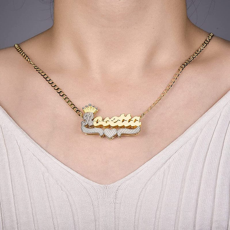 VVS Jewelry 3D Two-Tone Custom Gold Plated Name Chain - Image 6