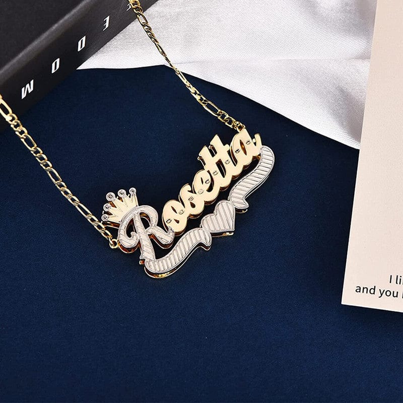 VVS Jewelry 3D Two-Tone Custom Gold Plated Name Chain - Image 8