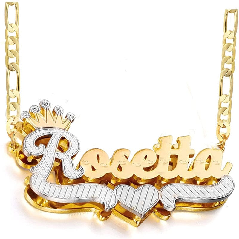 VVS Jewelry 3D Two-Tone Custom Gold Plated Name Chain - Image 9