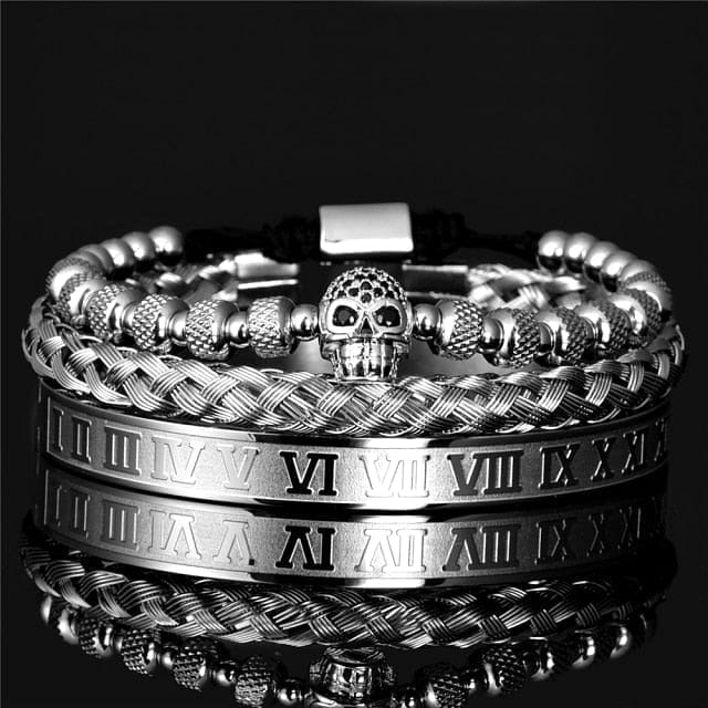 Roman Skull 3pc Bracelet Set - Image 2
