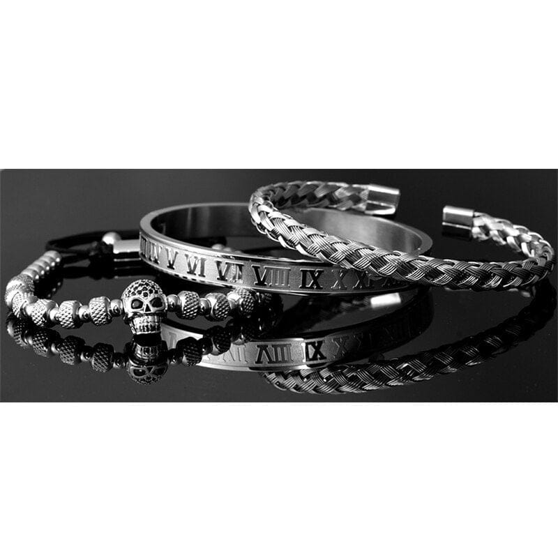 Roman Skull 3pc Bracelet Set - Image 7