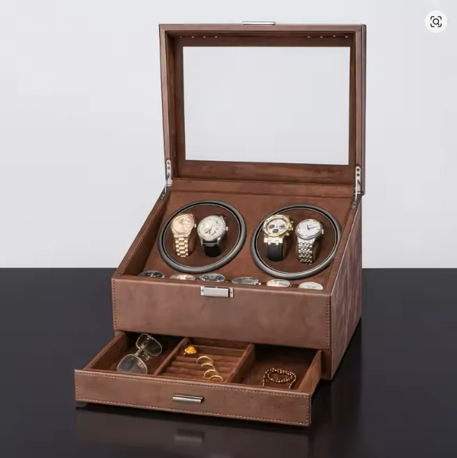 4+6 Rotating Watch Winder for Mechanical Watches – Silent Automatic Organizer - Image 2