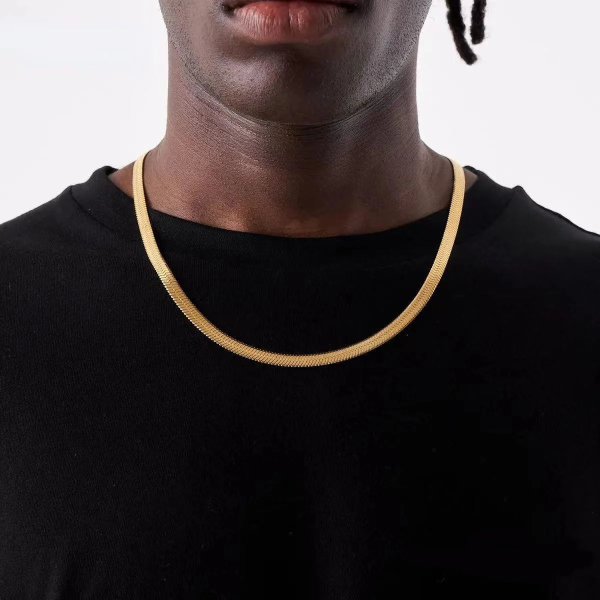 4mm Gold Herringbone Chain - Image 2