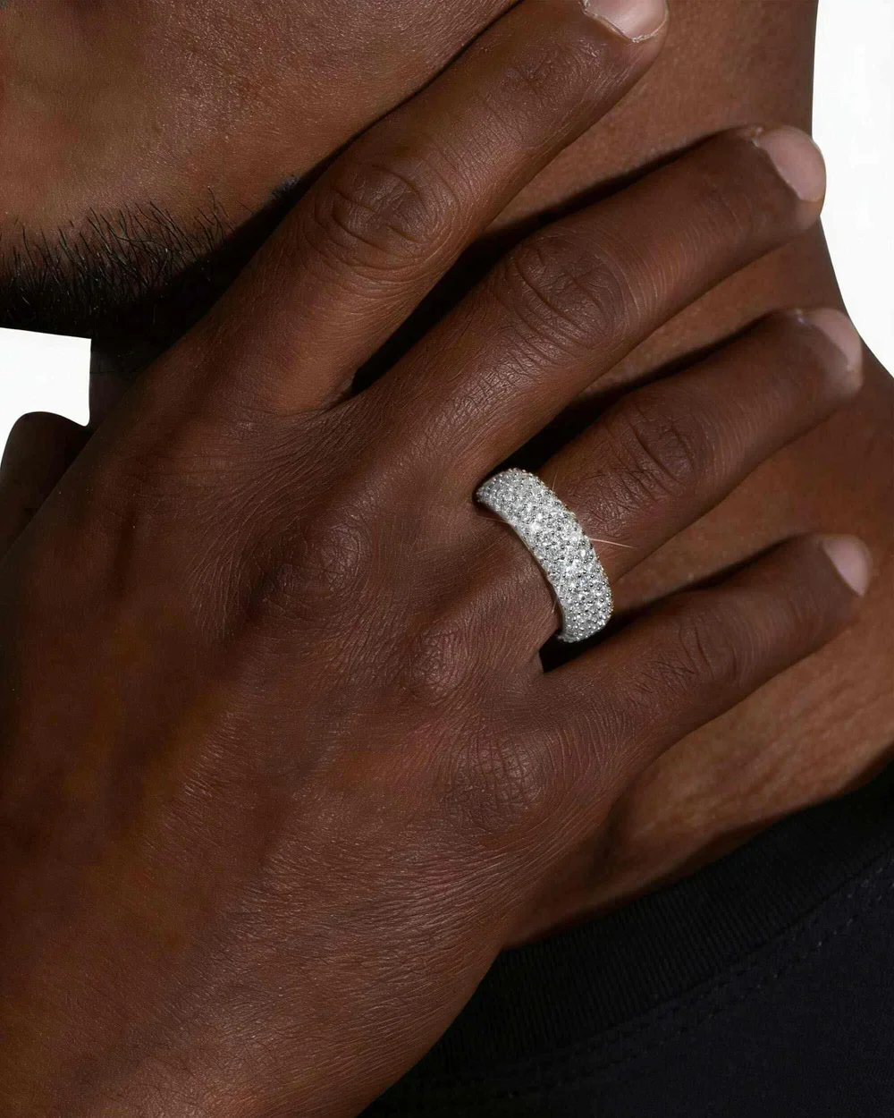 5-Row 14K Gold Plated Iced Out VVS Band Ring - Image 2