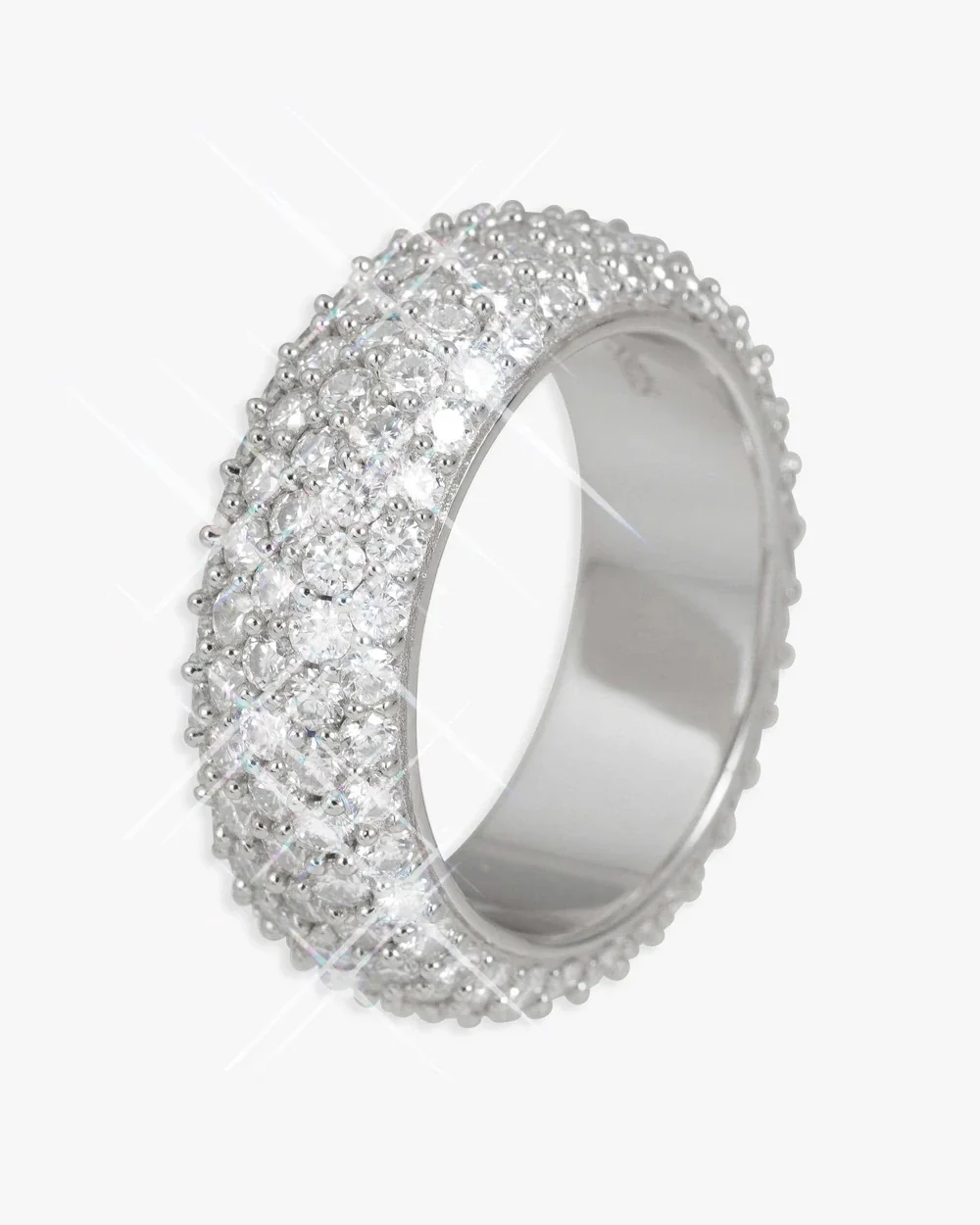 5-Row 14K Gold Plated Iced Out VVS Band Ring - Image 4