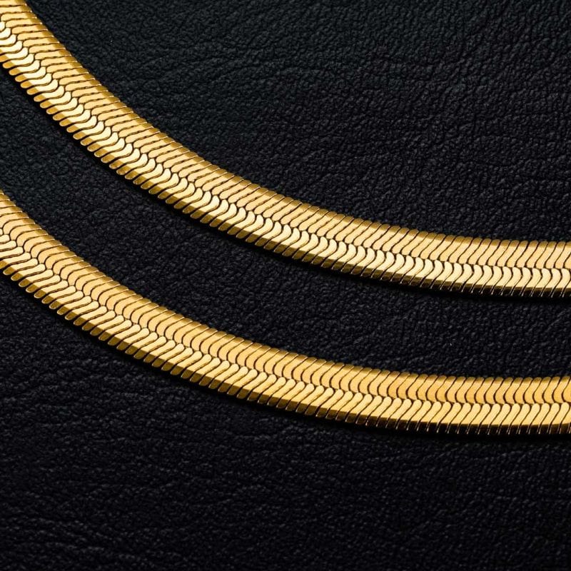 6MM 18K Gold Herringbone Chain - Image 2