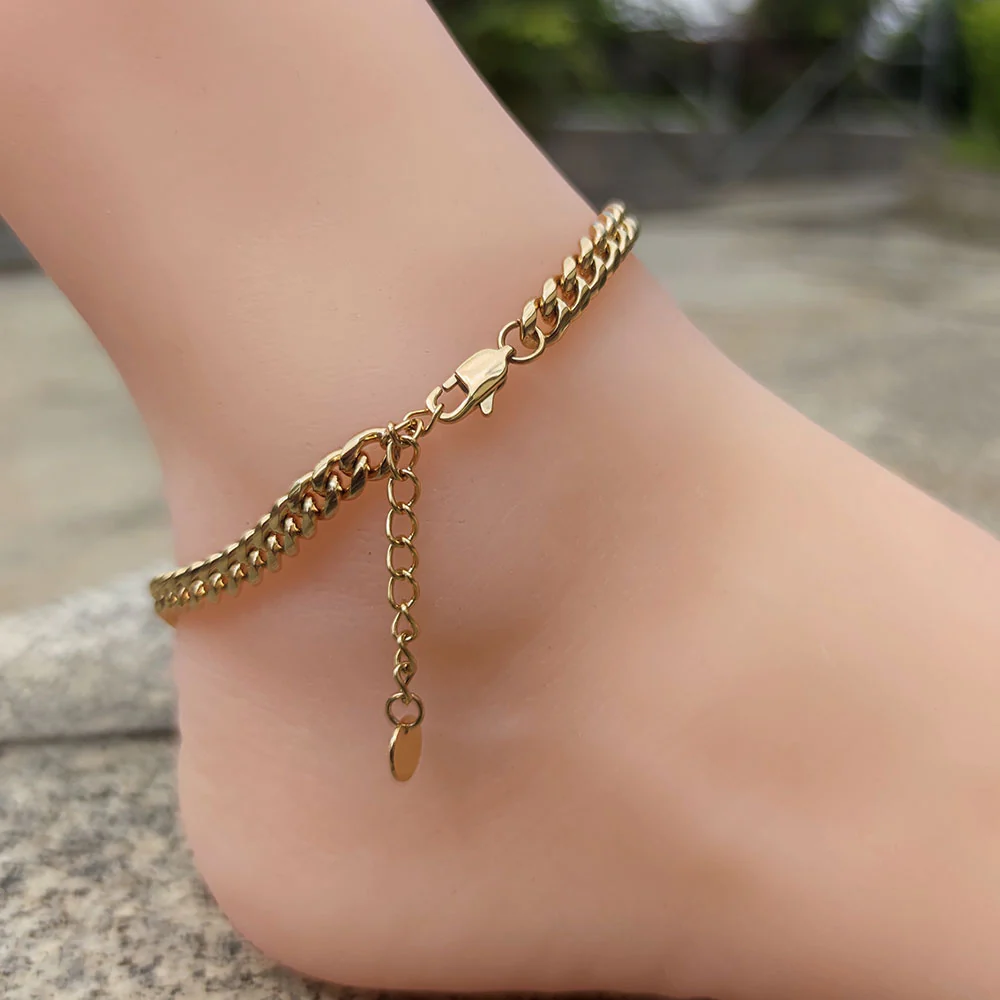 6mm Adjustable Minimal Cuban Anklet - Image 5