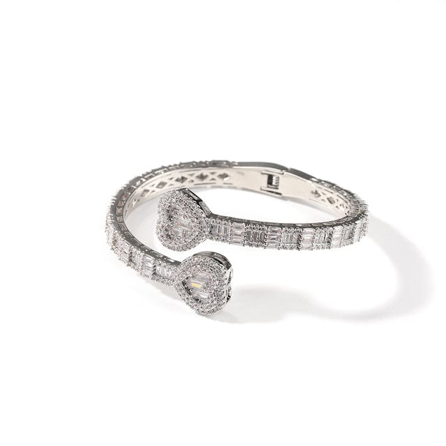 6MM Baguette Heart Wrist Bangle Bracelet - Image 3