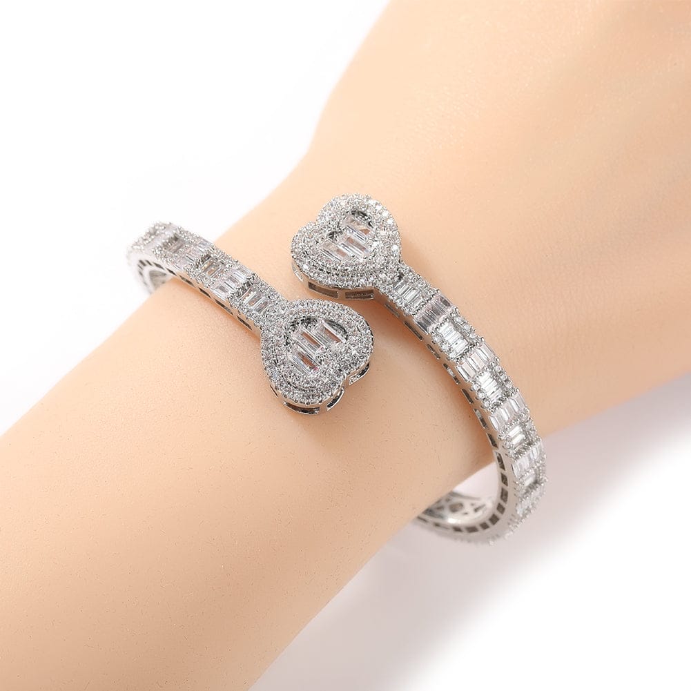 6MM Baguette Heart Wrist Bangle Bracelet - Image 4