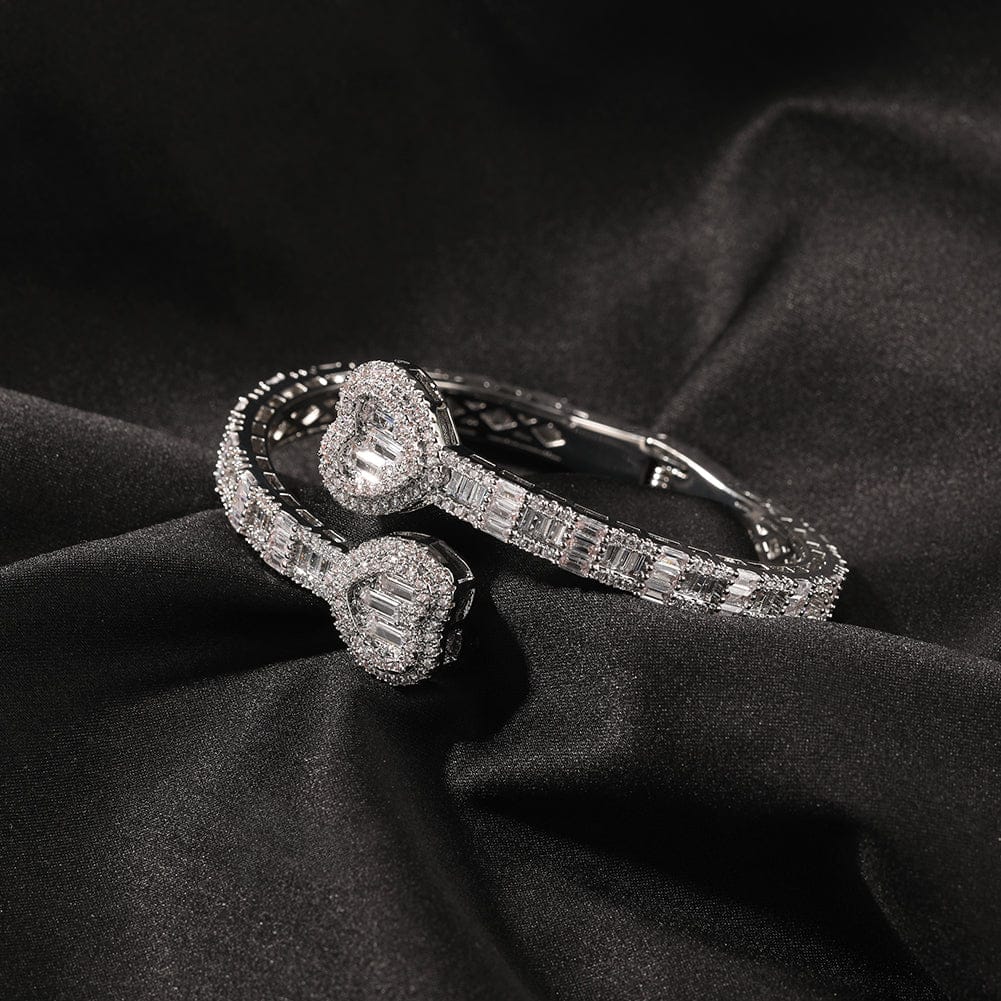 6MM Baguette Heart Wrist Bangle Bracelet - Image 5