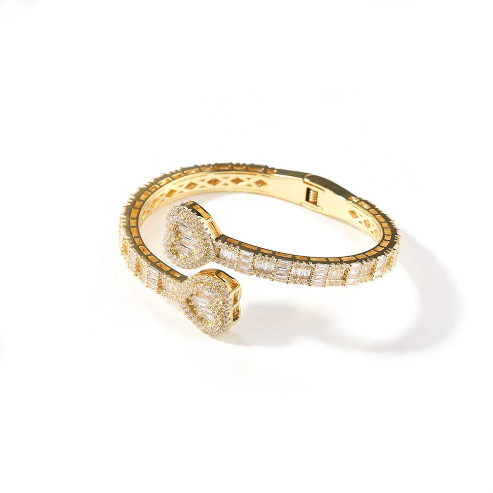 6MM Baguette Heart Wrist Bangle Bracelet - Image 8