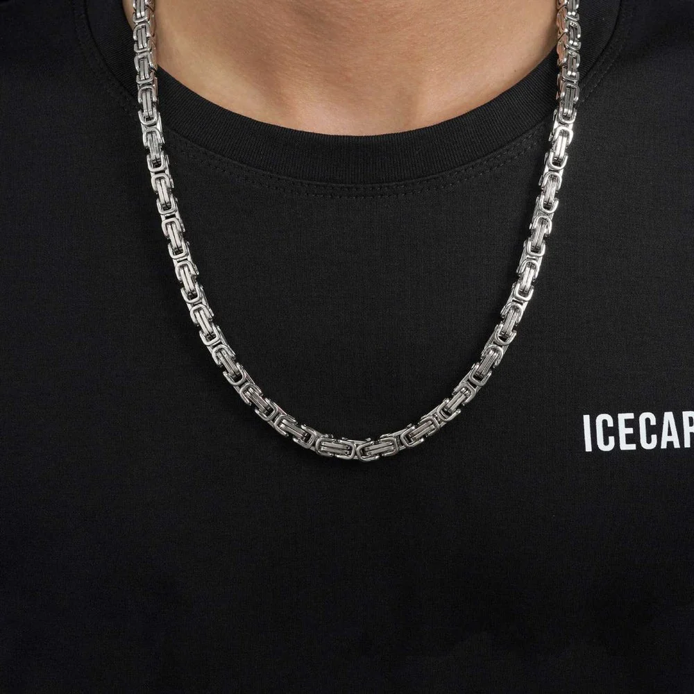 6MM Byzantine Chain Rhodium Silver Finish - Image 2