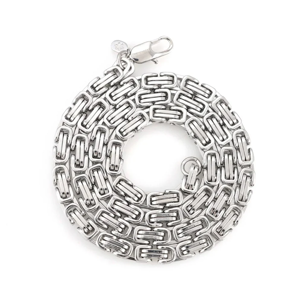 6MM Byzantine Chain Rhodium Silver Finish - Image 3