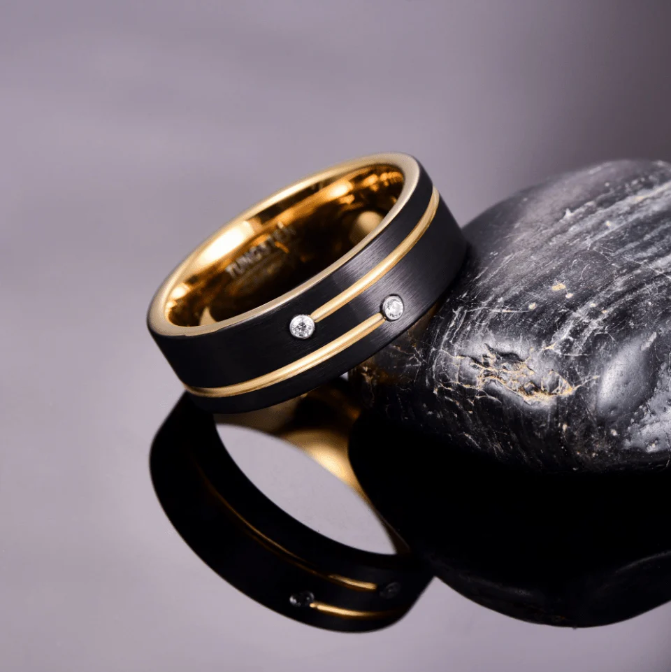 8MM Black Gold Tungsten Carbide Ring - Image 2