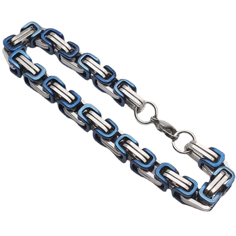 8mm Blue & Silver Byzantine Bracelet - Image 2