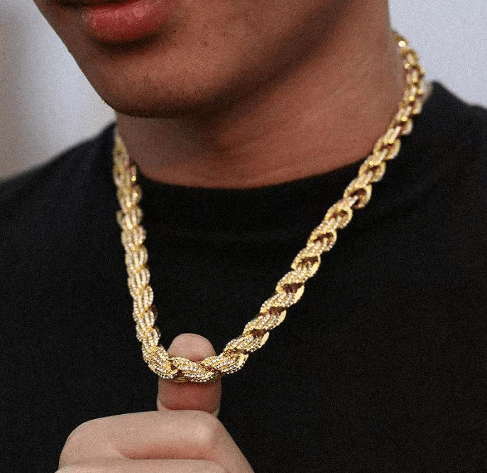 8mm Fully Iced Premium Thick Rope Chain - Image 2
