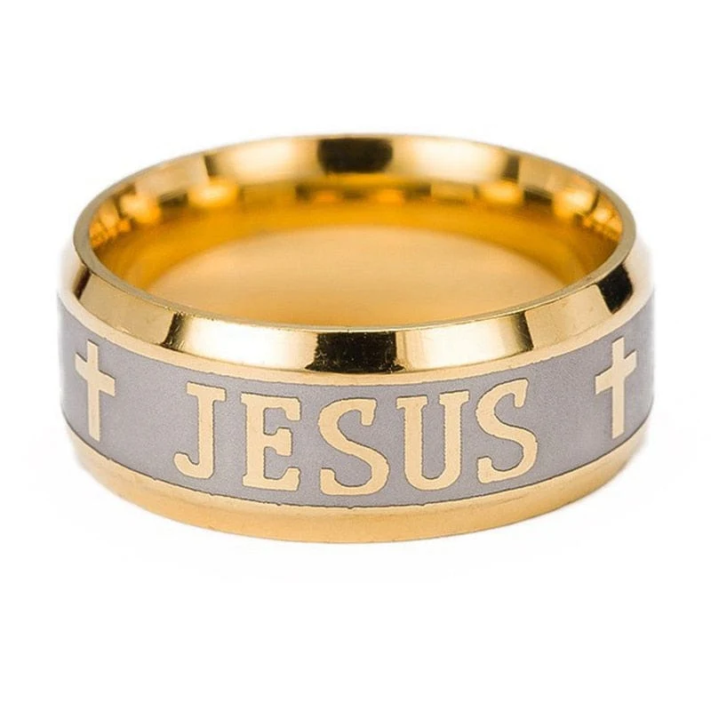 8mm Jesus Cross Engraved Ring - Image 2