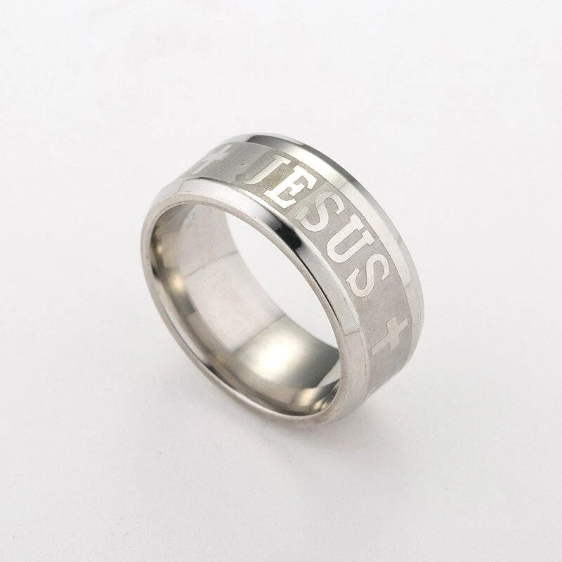 8mm Jesus Cross Engraved Ring - Image 6