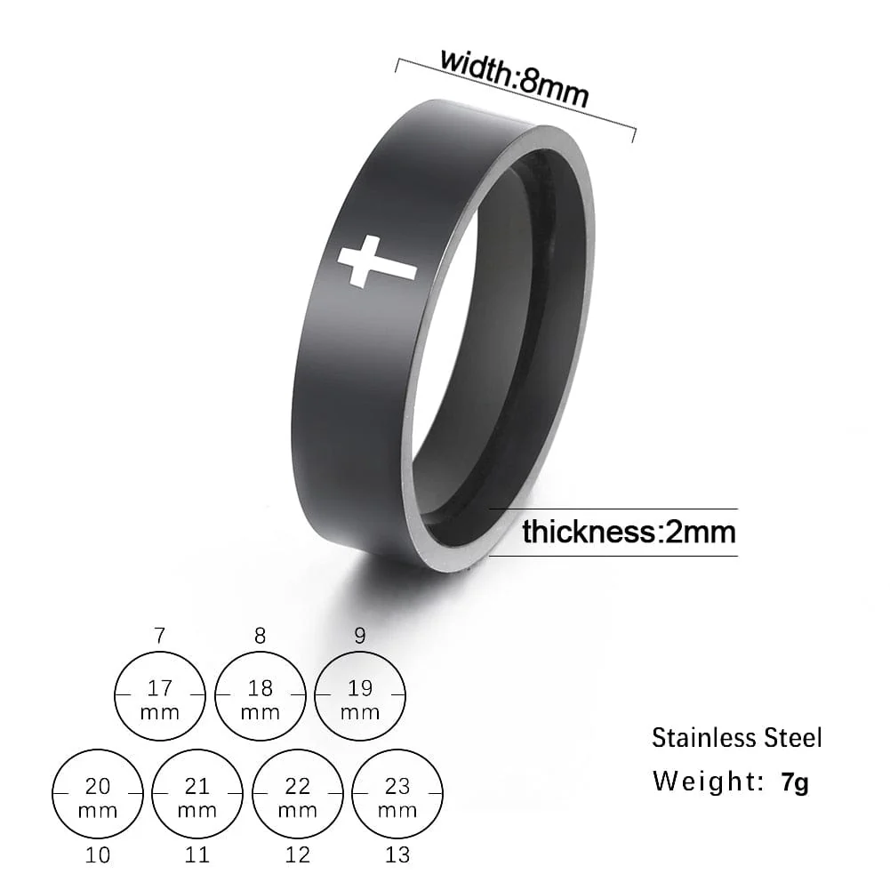 8mm Stainless Steel Cross Ring - BOGO - Image 3