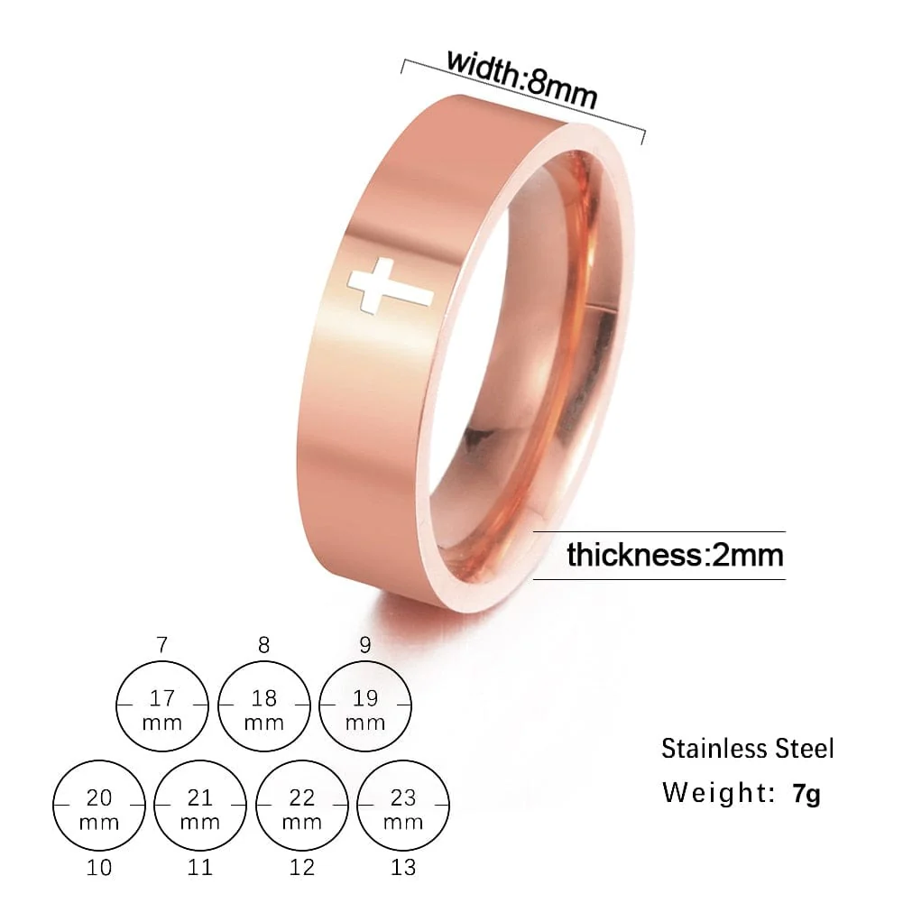 8mm Stainless Steel Cross Ring - BOGO - Image 4