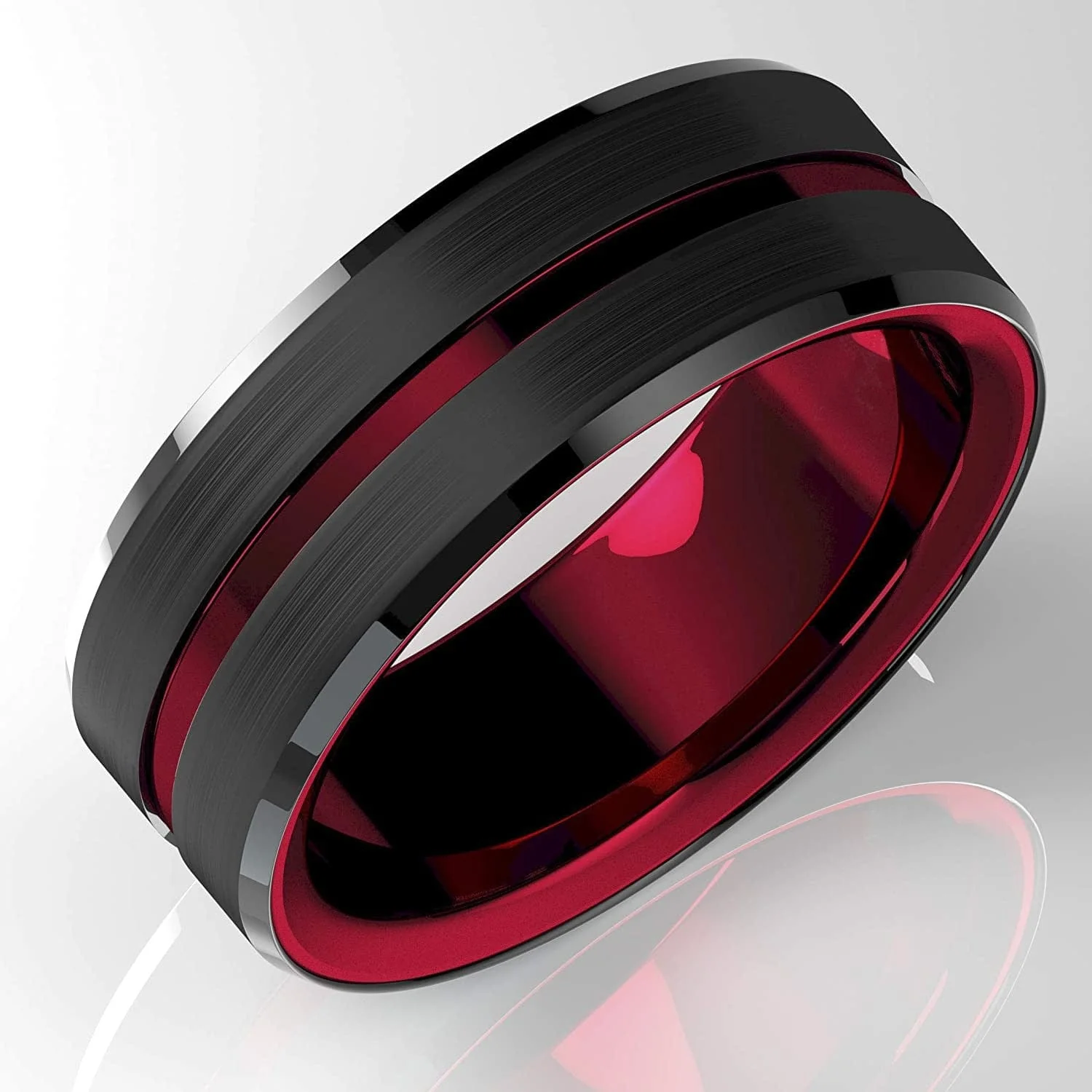 8MM Tungsten Carbide Ring  Matte Finish Beveled Polished Edge Comfort Fit - Image 5