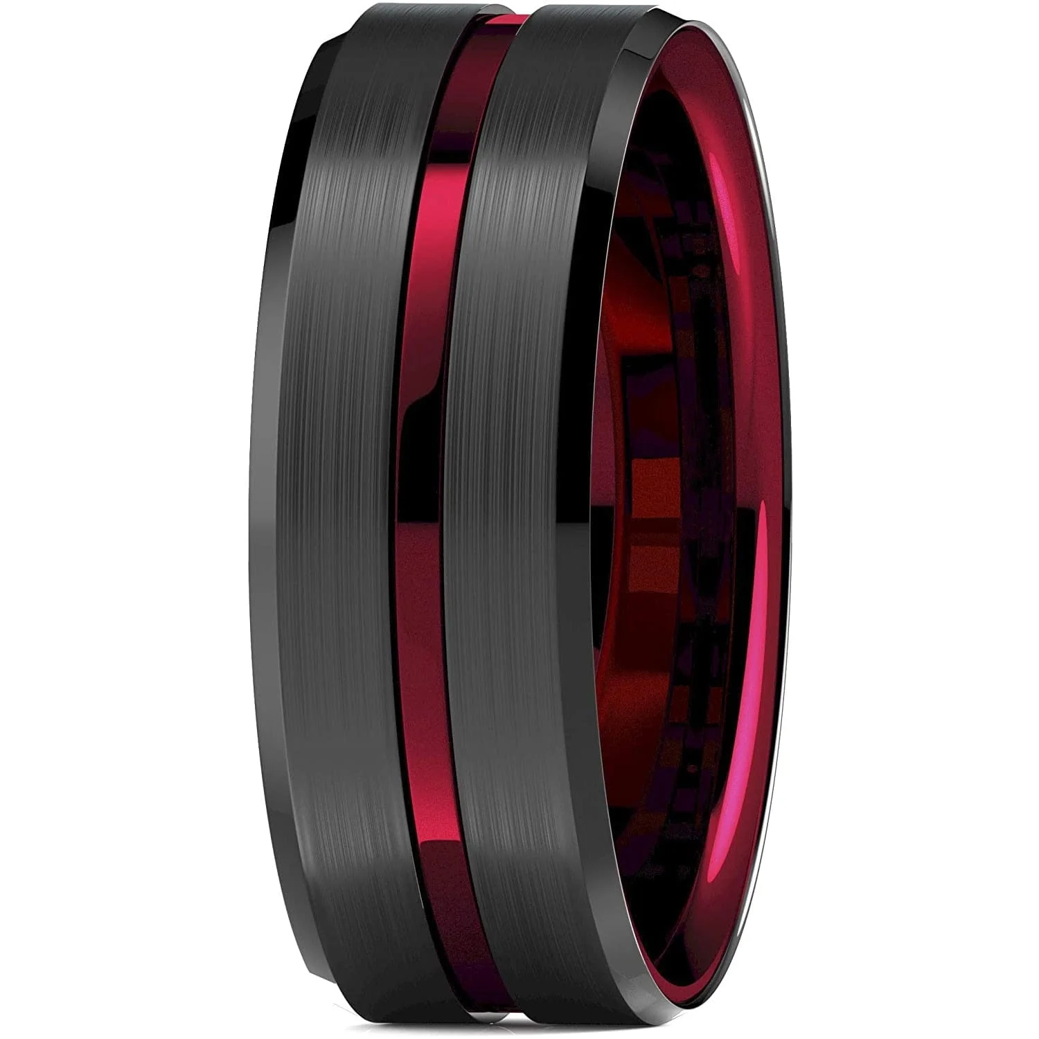 8MM Tungsten Carbide Ring  Matte Finish Beveled Polished Edge Comfort Fit - Image 7
