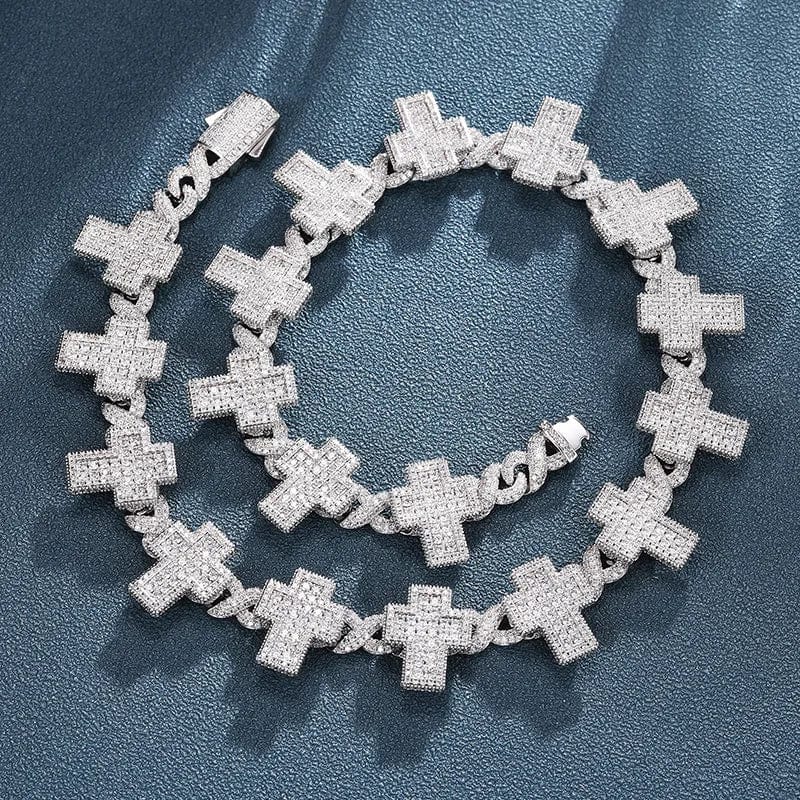 8mm VVS Moissanite Fully Iced Cross Cuban Chain - Image 5