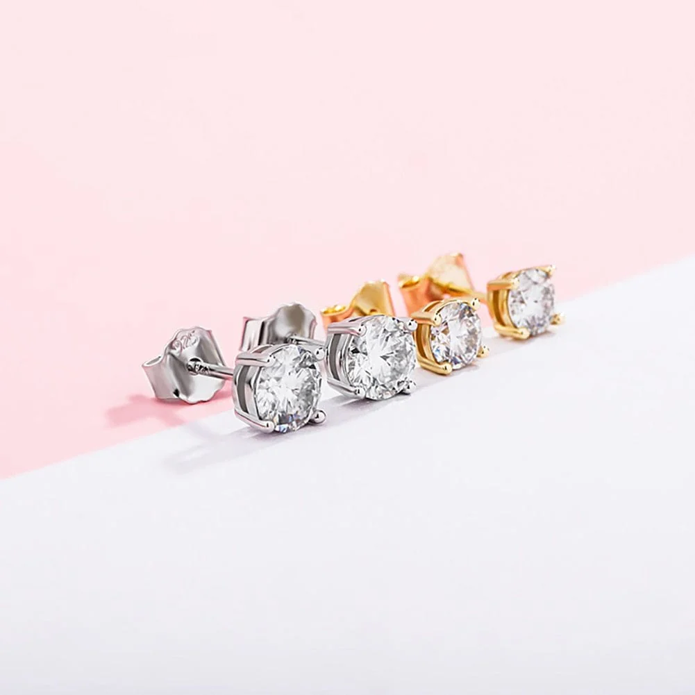 925 Sterling Silver 0.1-0.5 VVS Carat Moissanite Stud Earrings - Image 10