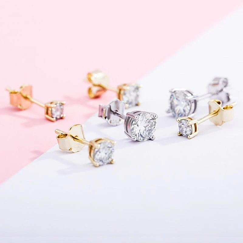 925 Sterling Silver 0.1-0.5 VVS Carat Moissanite Stud Earrings - Image 9