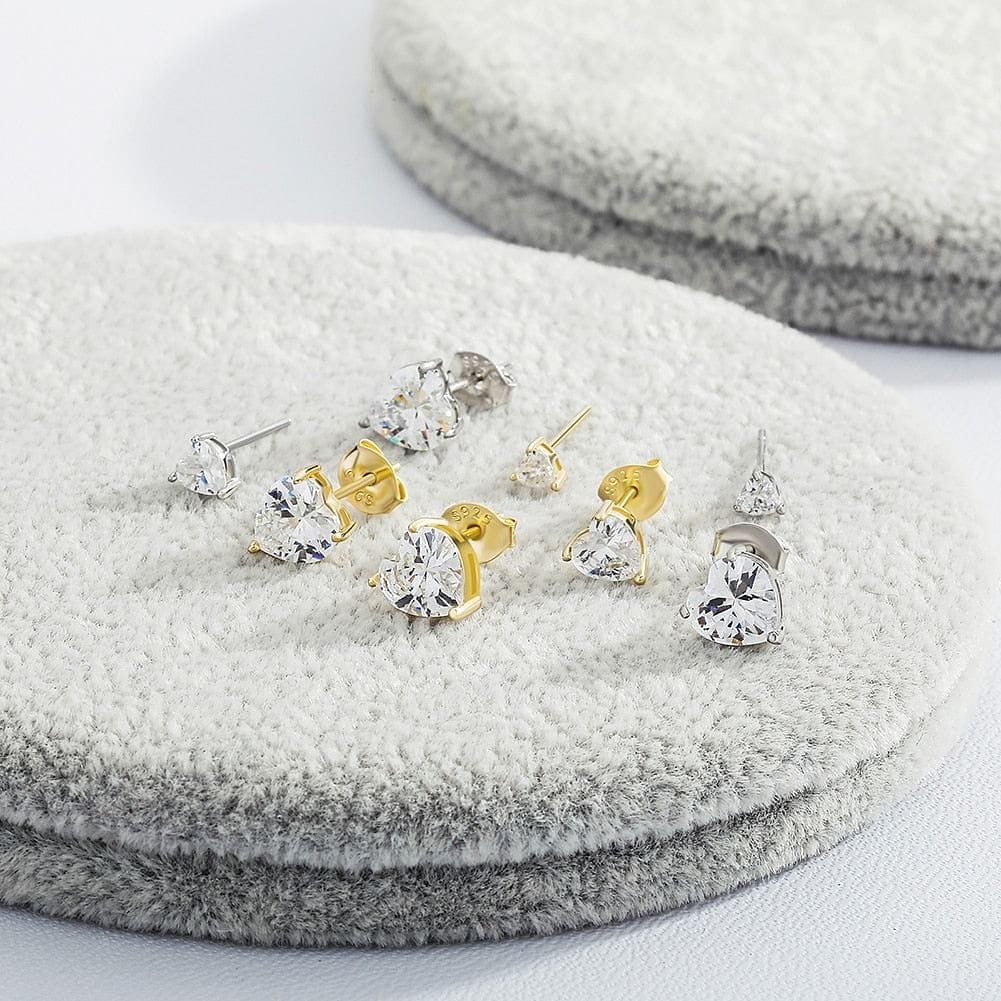 925 Sterling Silver 0.1-1 VVS Carat Heart Moissanite Stud Earrings - Image 11