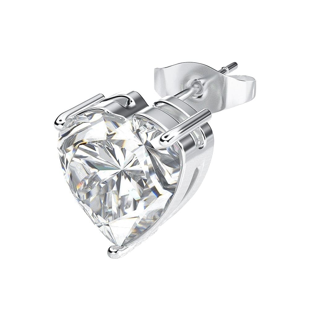 925 Sterling Silver 0.1-1 VVS Carat Heart Moissanite Stud Earrings - Image 3
