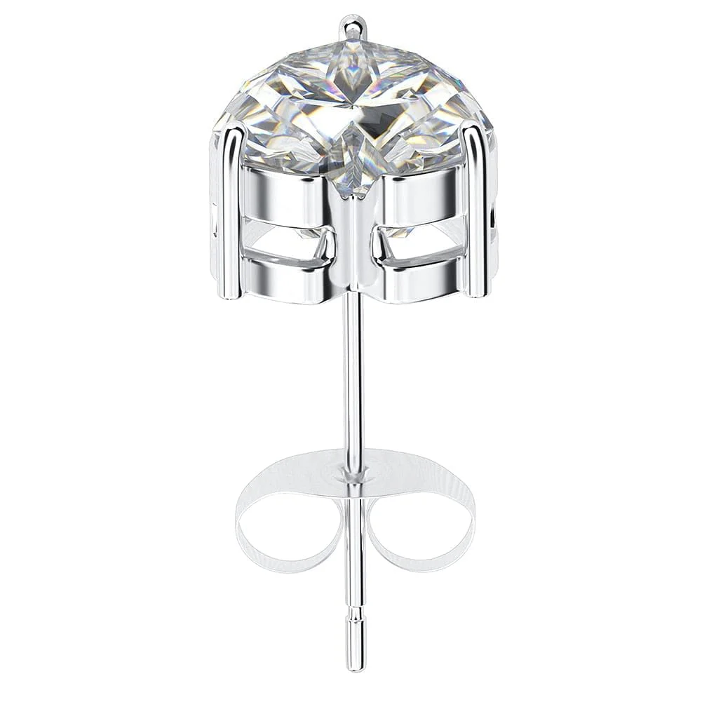 925 Sterling Silver 0.1-1 VVS Carat Heart Moissanite Stud Earrings - Image 4
