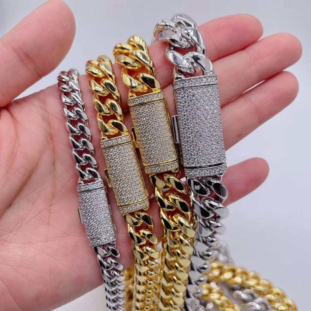 8mm 925 Sterling Silver Vermeil VVS Moissanite Clasp Cuban Chain White Gold - Image 6