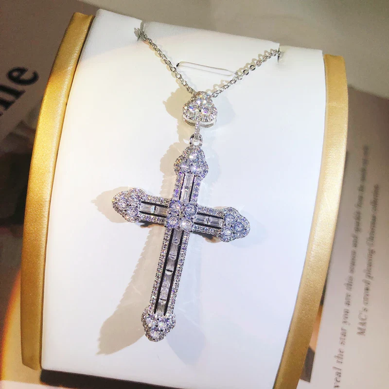 VVS Jewelry 925 Sterling Silver Cross Pendant Necklace - Image 4