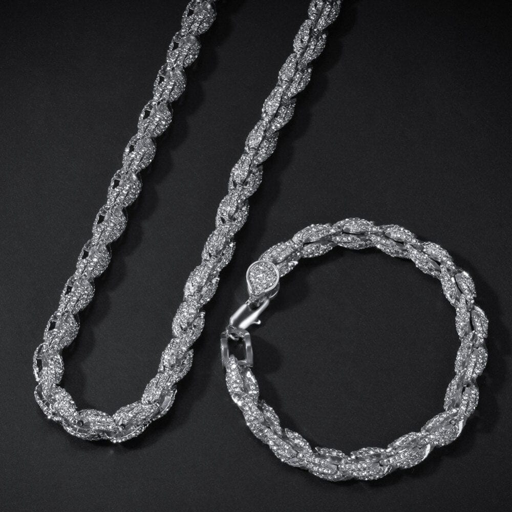 9mm Iced Out Thick Rope Chain and Bracelet Bundle - Image 28
