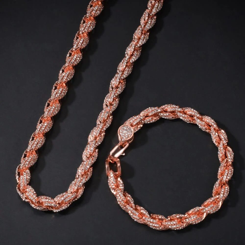 9mm Iced Out Thick Rope Chain and Bracelet Bundle - Image 3