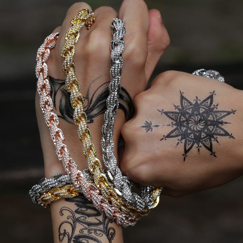 9mm Iced Out Thick Rope Chain and Bracelet Bundle - Image 4